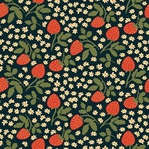 Strawberry Meadow Navy - Small 8 x 8