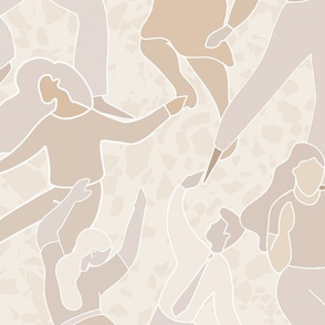Dancing and celebrating people on neutral beige background - large scale