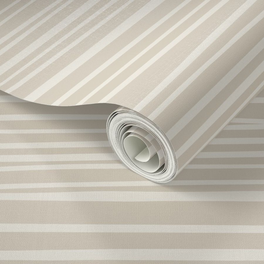 Hand Drawn Horizontal Stripes | Bone Beige, Creamy White | Contemporary Geometric Blender 02