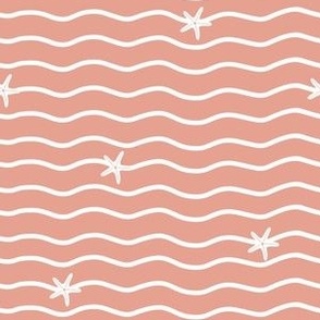 Medium Scale // Waves and Starfish on Coral Pink