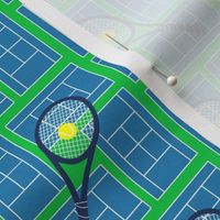 Navy rackets on tennis courts