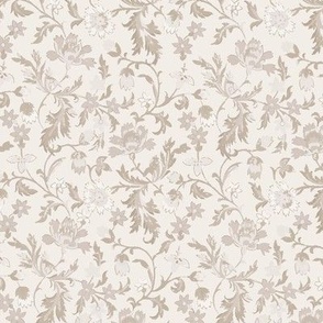 Vintage Paisley Floral - Neutral French Grey