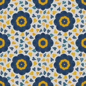 Floating Leaves Pattern - Blue and Yellow
