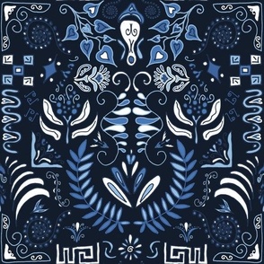 Blue victorian decoration pattern