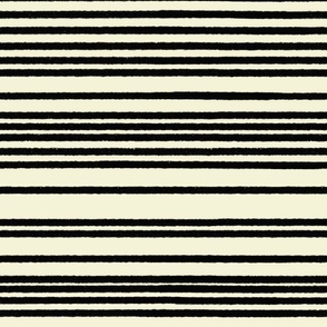 24x24 rough horizontal stripes randomly spaced lines- black on cream 
