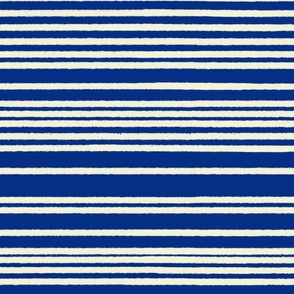 24x24 rough horizontal stripes randomly spaced lines- cream on royal blue 