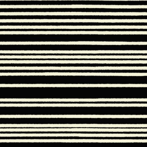 24x24 rough horizontal stripes randomly spaced lines- cream on black 