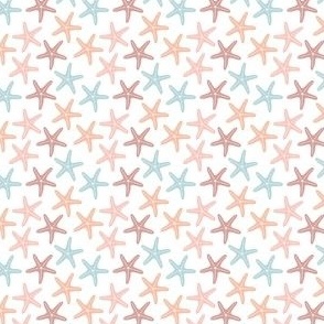 Micro Mini Scale // Scattered Pastel Starfish on White
