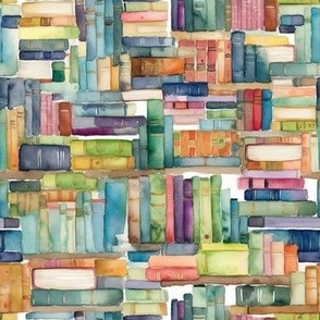 Book stack -watercolor multi