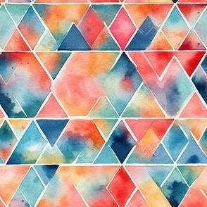 Geometric Triangles -watercolor bright