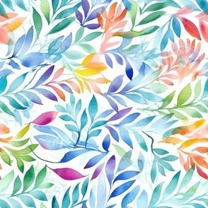 Watercolor leaves iii -multi