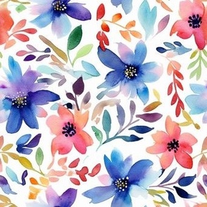 Watercolor leaves & flowers - multi