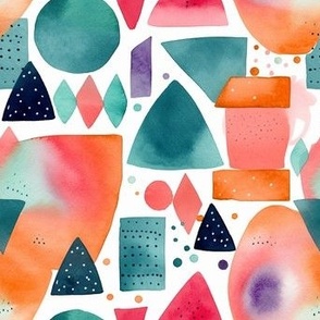Watercolor abstract shapes ii -multi