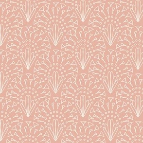 472 - Medium small scale baby rosebud blush and warm white  fancy lacy hand drawn organic geometric clamshells, for wedding table runners, linen and napkins, elegant wallpaper, bedlinen and sophisticated feminine pillows, curtains and duvet covers. as wel