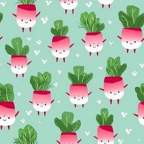 Cute Radishes - Red, Pink, White, Turquoise