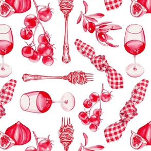 Italian Reds ink illustrations of an Italian Feast