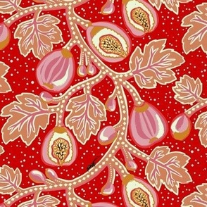 Fig branches on vibrant red - small