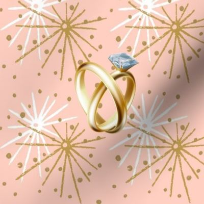 Vintage Atomic Starburst  With Gold Wedding Rings