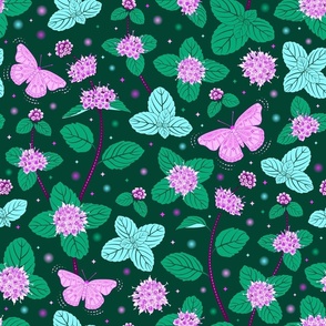 floral garden peppermint and butterfly