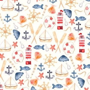 Nautical watercolor illustration | white