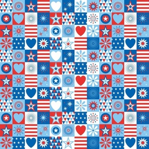 Independence Day 4th July Quilt Squares XS