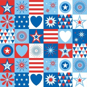 Independence Day 4th July Quilt Squares - Small