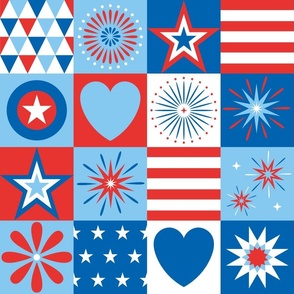 Independence Day 4th July Quilt Squares - Medium