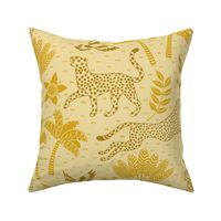 cheetahs and parrots in the jungle |  gold and yellow | large