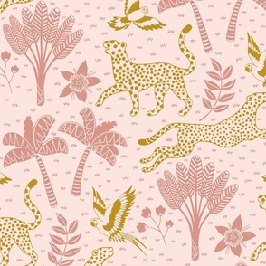 cheetahs and parrots in the jungle | melon and goldenrod | large