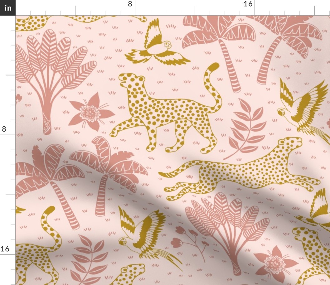 cheetahs and parrots in the jungle | melon and goldenrod | large