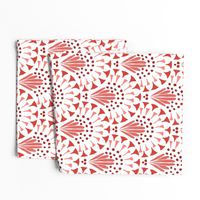 473 -Large scale monochromatic romantic red pink lacy art deco inspired hand drawn organic geometric clamshells, for wedding table runners, linen and napkins, elegant wallpaper, bedlinen and sophisticated feminine pillows, curtains and duvet covers.