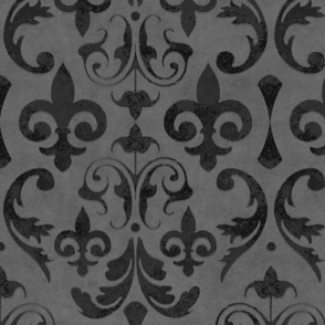 Vintage Damask Velvet Reverie Elegant Nostalgic Pattern In  Dark Grey