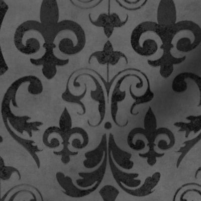Vintage Damask Velvet Reverie Elegant Nostalgic Pattern In  Dark Grey Smaller Scale