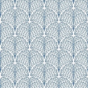 472 -  Small scale classic clamshell with a fancy twist, with faux knitting creating a 3d effect in monochromatic slate blue - for baby nursery, children's apparel, kids active wear and pjs, table linen and pillow cases