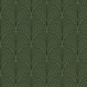 472 - Small scale classic clamshell with a fancy twist, with faux knitting texture creating a 3d effect in darkest green and black - for man caves, teenager bedroom, dining room wallpaper, table linen and pillow cases