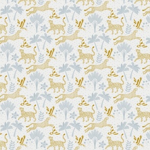cheetahs and parrots in the jungle | bluish gray and gold | small