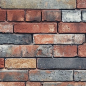 Brick Wall, Vintage, Realistic Brick Design