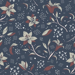 Midnight Lily Flowers Pattern 