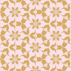 Geometric Floral Blender - Mustard Yellow Over Light Pink
