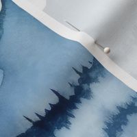 Blue Watercolor Abstract Mountain Landscape Pattern