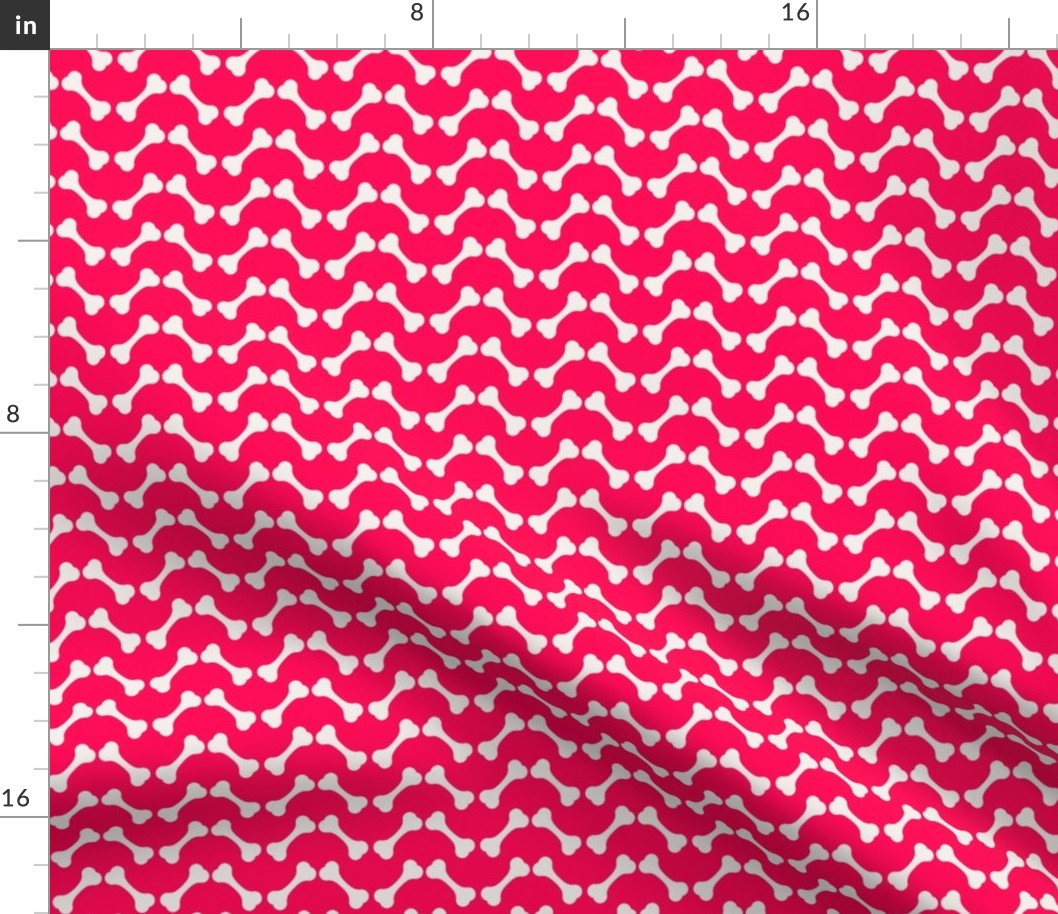 dog biscuit chevron  - cherry red and white