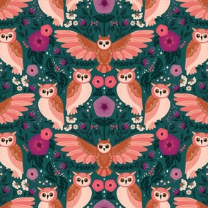 Floral Barn Owls