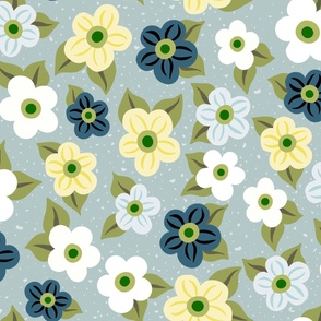 Bold Flowers on Teal (Large)
