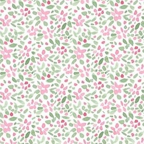 Pink & Green Festive Christmas Watercolor Floral for Hanukkah, Winter Holidays by Pretty Festive Design pf079e