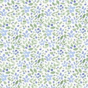 Blue & Green Festive Christmas Micro Floral, Ditsy, Watercolor Floral for Hanukkah, Winter Holidays PF079F
