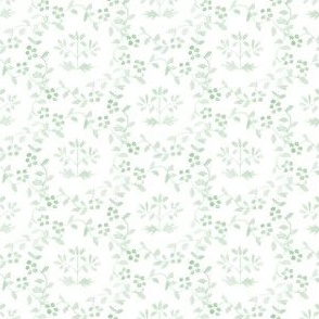 Green & White Chinoiserie Watercolor Floral Block Print Trellis Vines by Pretty Festive Design PF094E