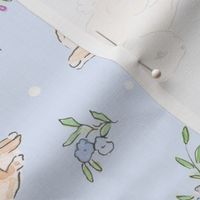 Watercolor Easter Bunnies Spring Rabbits BLUE LARGE  by Pretty Festive Design PF129F