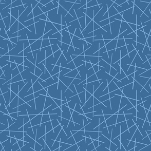 Jumbled Pick Up Sticks - abstract geometric design of scattered lines - dark and light blue - shw10367 - small scale