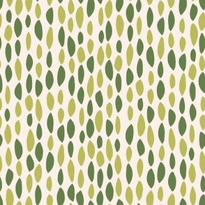 Leafy Mosaic - simple green leaves in irregular stripes - cream background - shw1036 - medium scale