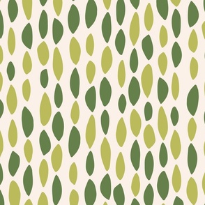 Leafy Mosaic - simple green leaves in irregular stripes - cream background - shw1036 - large scale